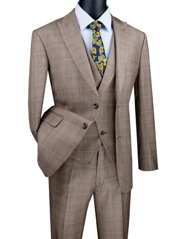Three Piece Glen Plaid Tan Suit sold by Alberto Nardoni