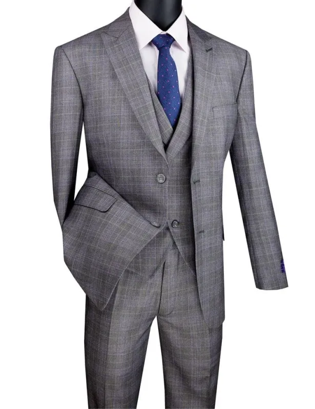 Three Piece Glen Plaid Gray Suit sold by Alberto Nardoni