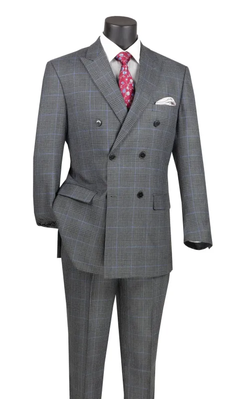 Charcoal Windowpane Double Breasted Suit sold by Alberto Nardoni
