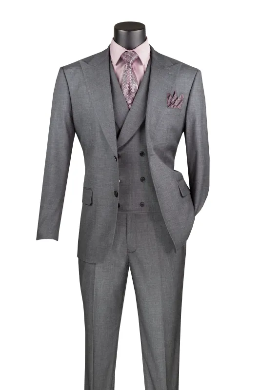 Charcoal Modern Fit 3-Piece Suit with Lapel Vest & Adjustable Pants sold by Alberto Nardoni