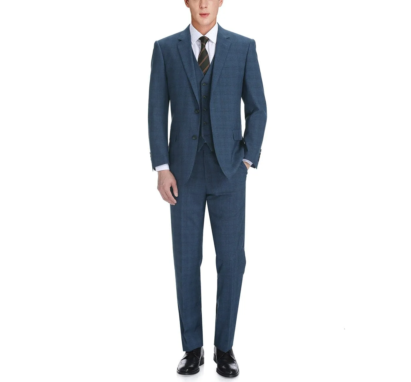 278-2 Men's 3-Piece Classic Fit Single Breasted Windowpane Suit sold by Alberto Nardoni product image thumbnail 2