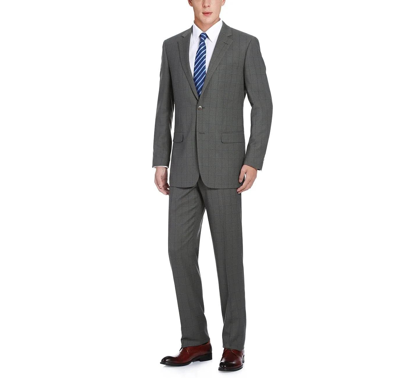 292-2 Men's Two Piece Classic Fit Windowpane Check Dress Suit sold by Alberto Nardoni product image thumbnail 2