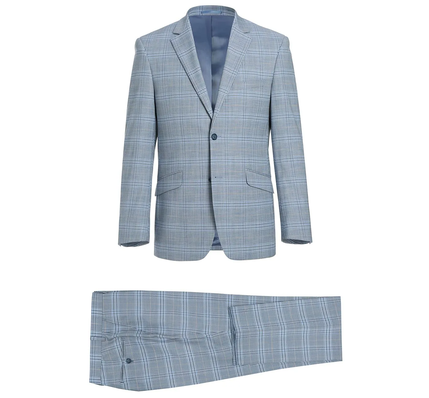 293-3 Men's 2-Piece Slim Fit Notch Lapel Stretch Windowpane Suit sold by Alberto Nardoni
