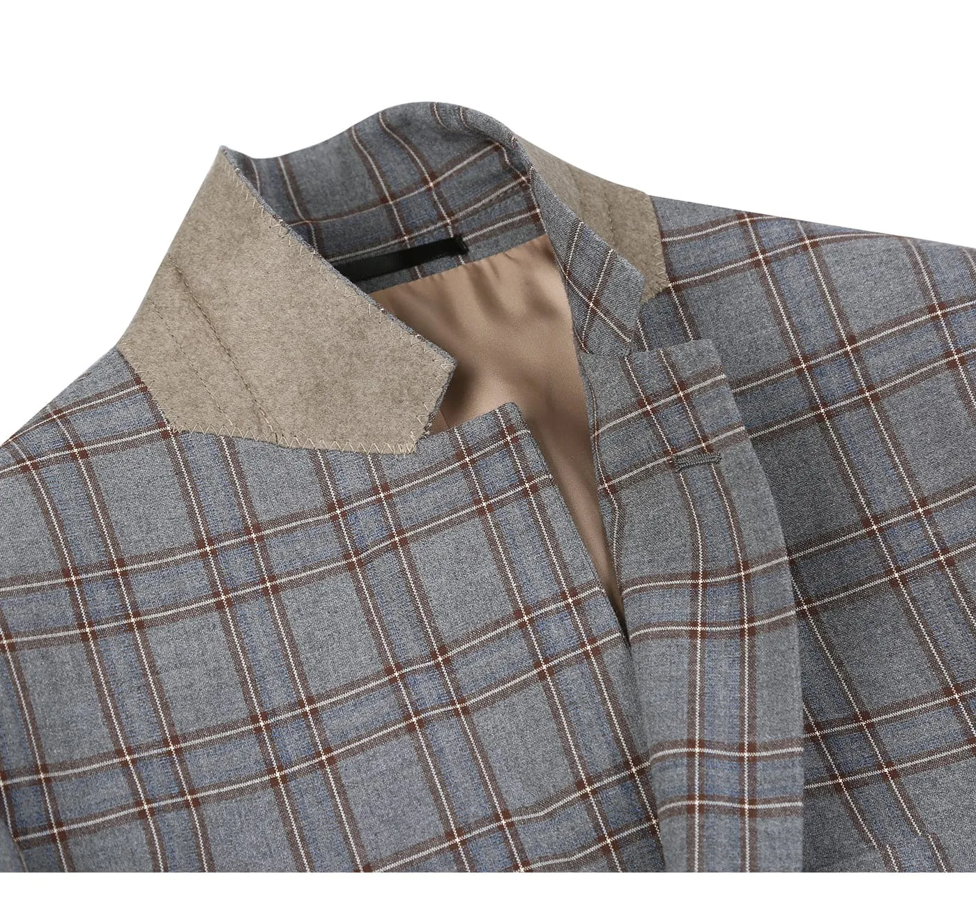 293-7 Men's Two Piece Slim Fit Stretch Windowpane Check Dress Suit sold by Alberto Nardoni product image thumbnail 4