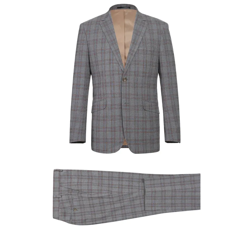 293-7 Men's Two Piece Slim Fit Stretch Windowpane Check Dress Suit sold by Alberto Nardoni