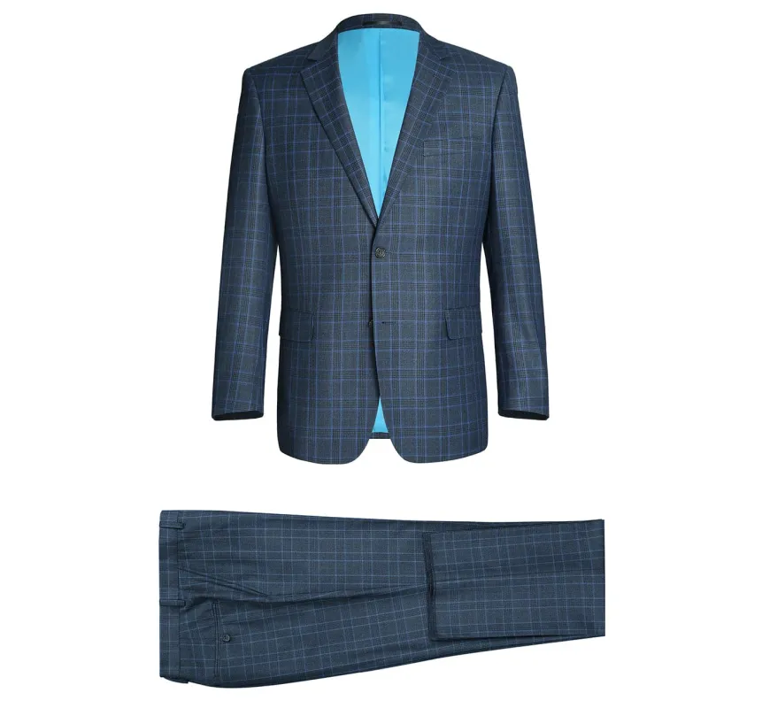 293-6 Men's Two Piece Classic Fit Windowpane Check Dress Suit sold by Alberto Nardoni