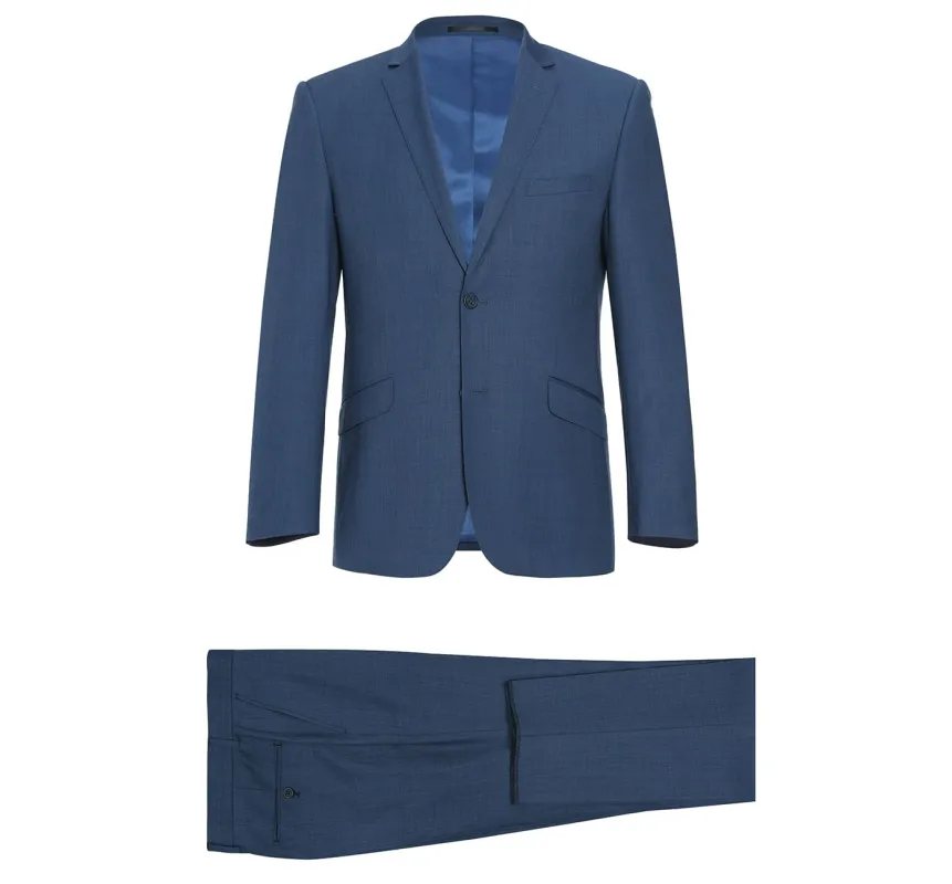 557-1 Men's 2-Piece Slim Fit Single Breasted Wool Suit made by Alberto Nardoni