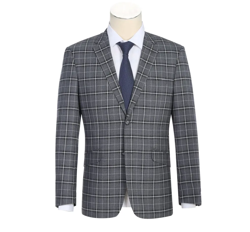293-14 Men's Classic Fit Single Breasted Grey & White Check Suits sold by Alberto Nardoni