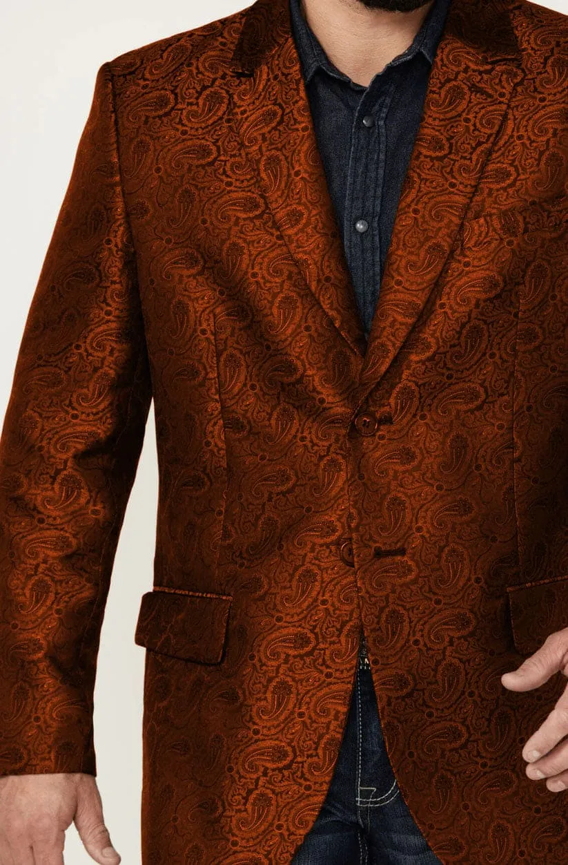 Western Blazer - Saco Vaquero para Hombre - Saco Vaquero Paisly Fabric in Color Rust sold by Alberto Nardoni product image thumbnail 4