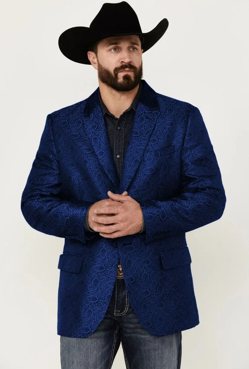 Western Blazer - Saco Vaquero para Hombre - Saco Vaquero Paisly Fabric in Color Navy sold by Alberto Nardoni