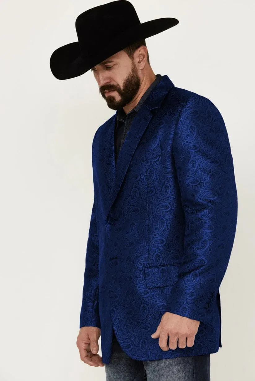 Western Blazer - Saco Vaquero para Hombre - Saco Vaquero Paisly Fabric in Color Navy sold by Alberto Nardoni product image thumbnail 2