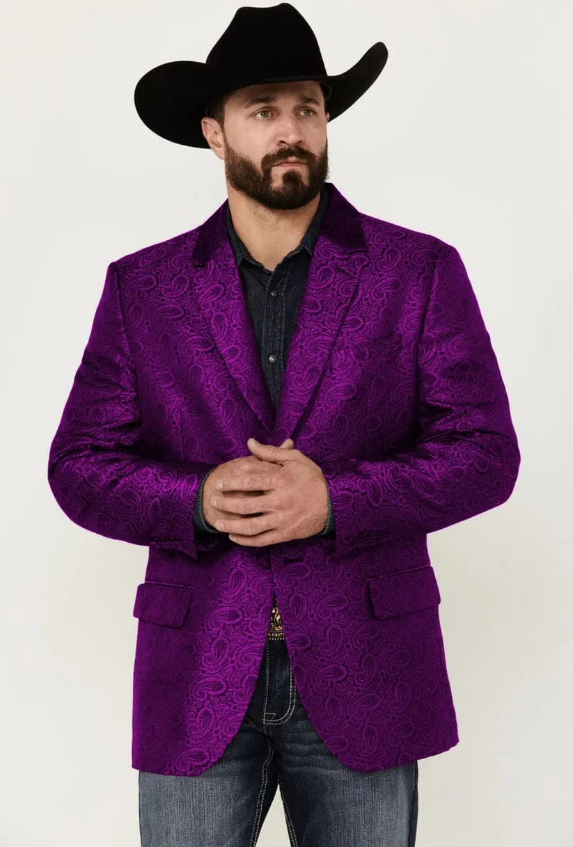 Western Blazer - Saco Vaquero para Hombre - Saco Vaquero Paisly Fabric in Color Purple sold by Alberto Nardoni product image thumbnail 2