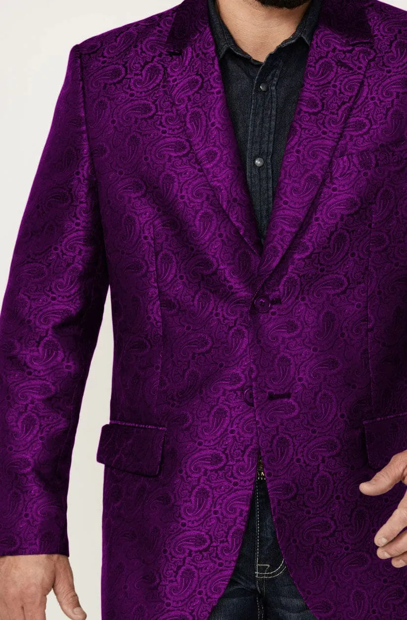 Western Blazer - Saco Vaquero para Hombre - Saco Vaquero Paisly Fabric in Color Purple sold by Alberto Nardoni product image thumbnail 4