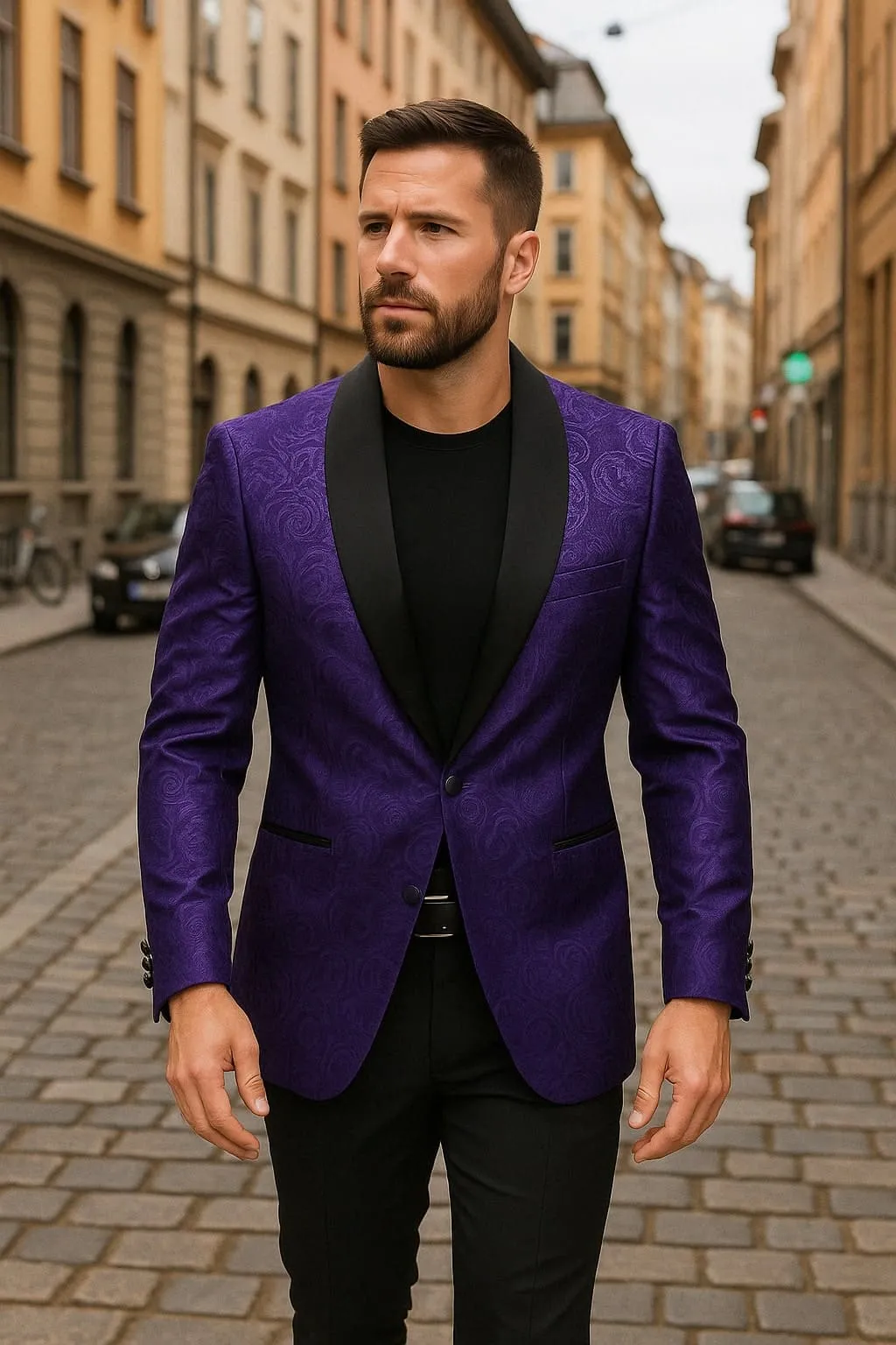 Mens Purple Paisley Pattern Blazer Jacket – Satin Finish sold by Alberto Nardoni product image thumbnail 3