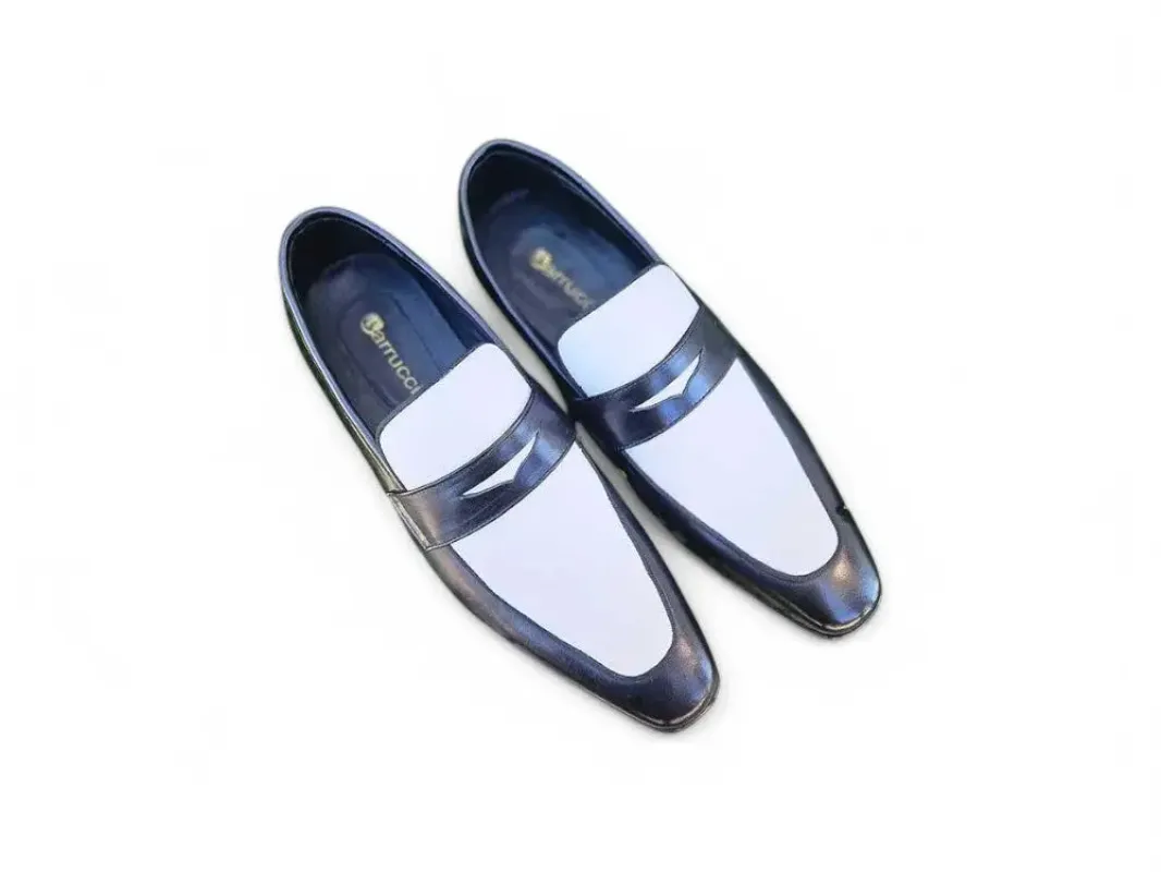 Men's Two-Tone Contrast Leather Penny Loafers sold by Alberto Nardoni