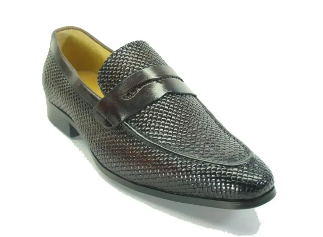 Carrucci Burnished Leather Woven Penny Loafer – KS478-110E sold by Alberto Nardoni