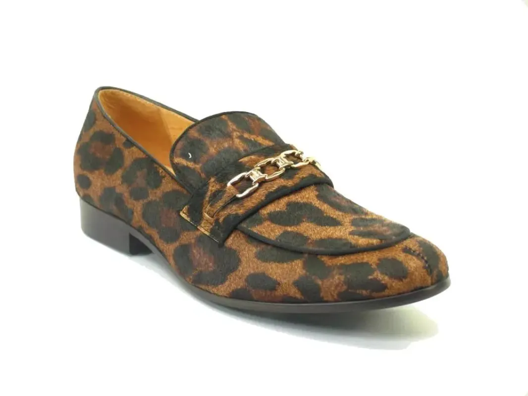 Men's Animal Print Loafer with Metal Chain Detail sold by Alberto Nardoni
