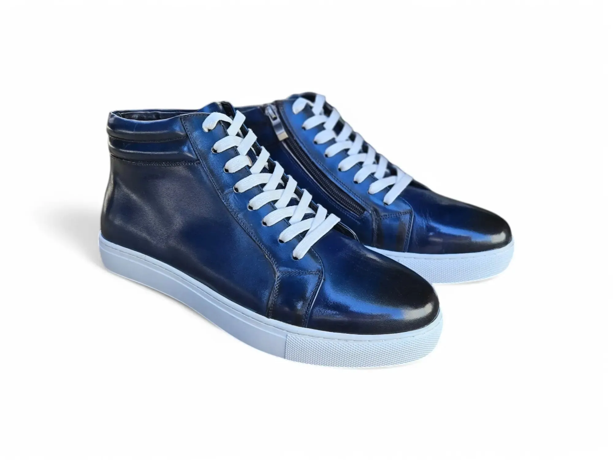 Mens High-Top Leather Sneakers with Side Zipper sold by Alberto Nardoni product image thumbnail 2