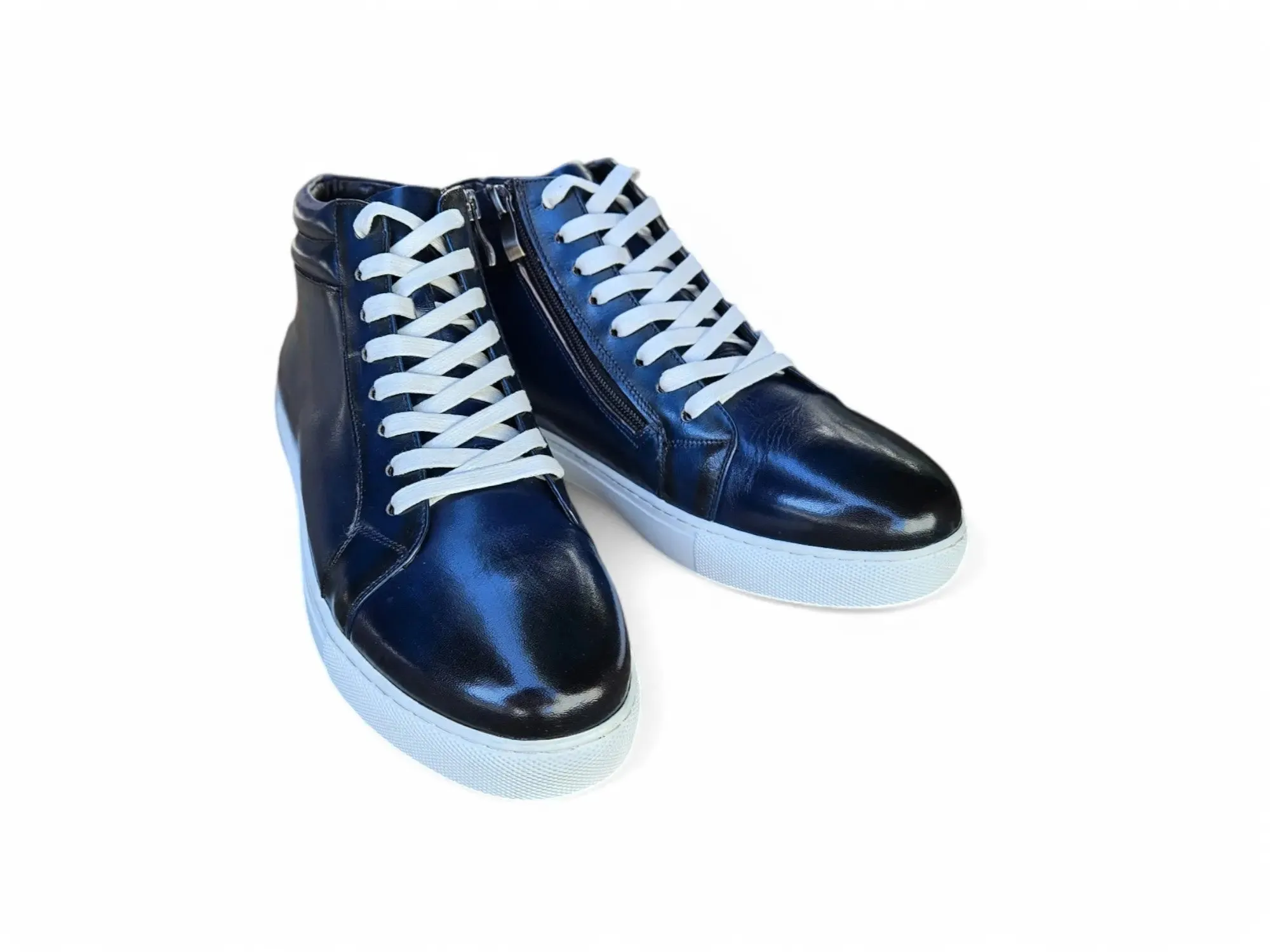 Mens High-Top Leather Sneakers with Side Zipper sold by Alberto Nardoni product image thumbnail 4