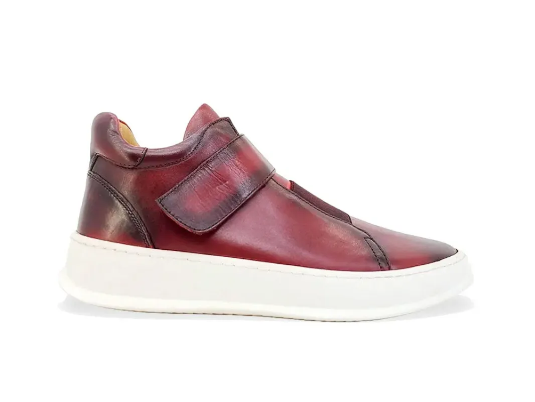 Burnished Leather Casual Mid-Top Sneaker for Men sold by Alberto Nardoni