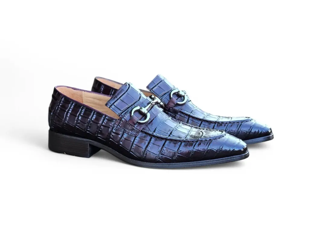 Men’s Gator Embossed Leather Buckle Loafers sold by Alberto Nardoni