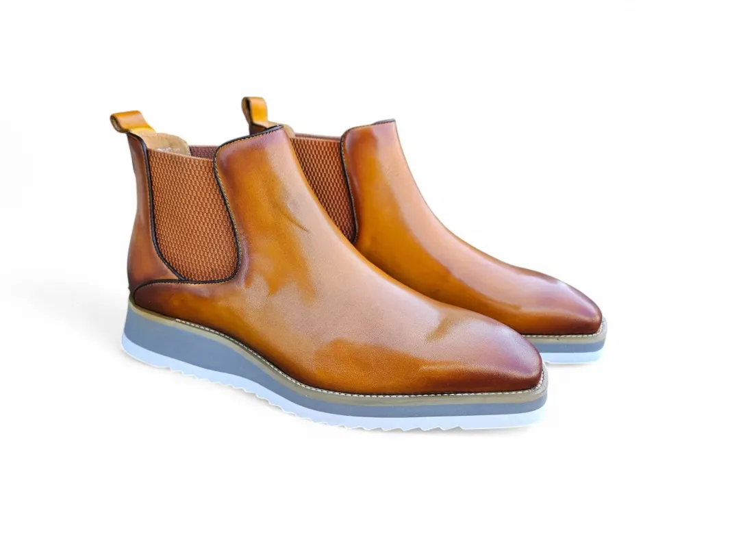 Carrucci Men's Patina Chelsea Boot made by Alberto Nardoni