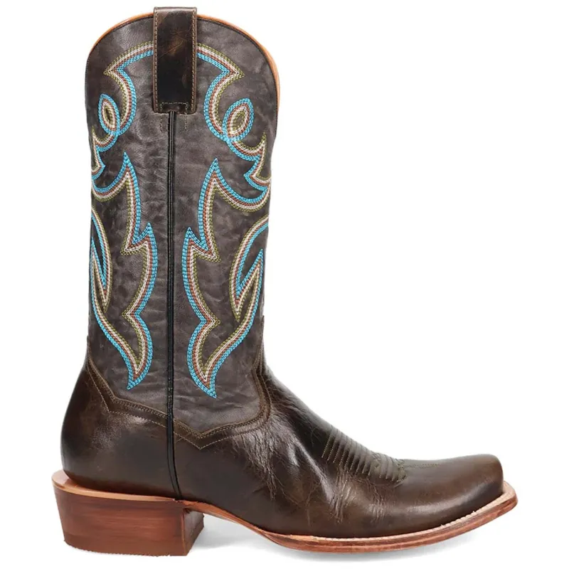 Dan Post Men's Freeman Brown/Gray Leather Western Boots made by Alberto Nardoni