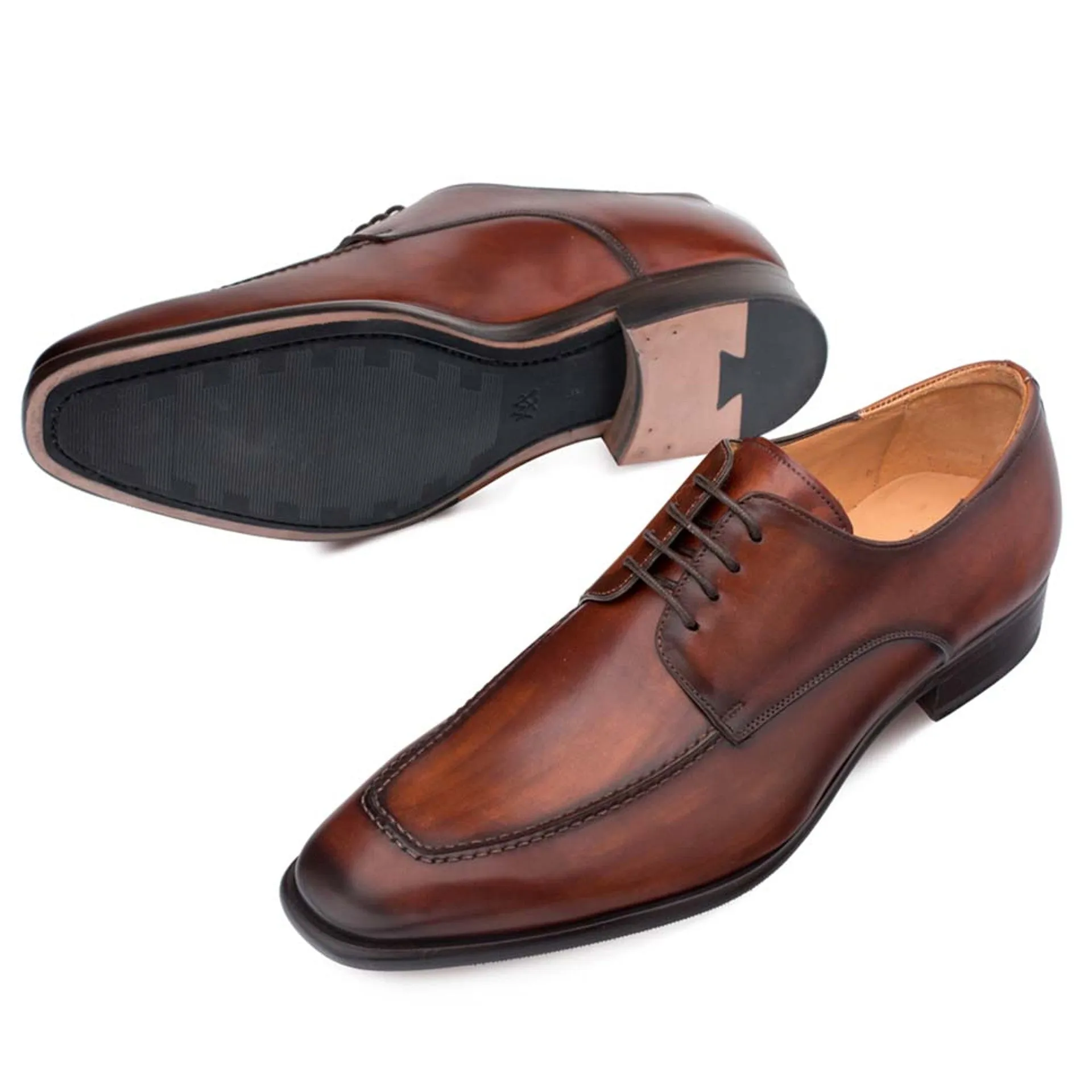 Men’s Mezlan Coventry Oxford in Dark Cognac – Premium Calfskin Apron Toe Dress Shoe, Made in Spain sold by Alberto Nardoni product image thumbnail 4