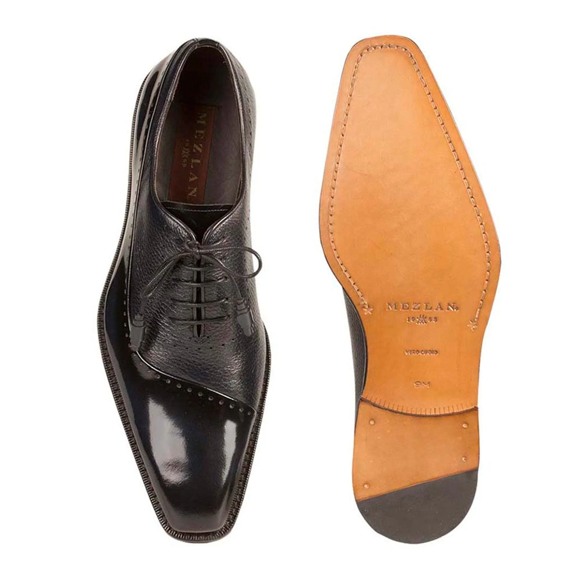 Mezlan Men’s Black Cordovan Calfskin & Deerskin Oxford – Premium Spanish Dress Shoes sold by Alberto Nardoni product image thumbnail 2