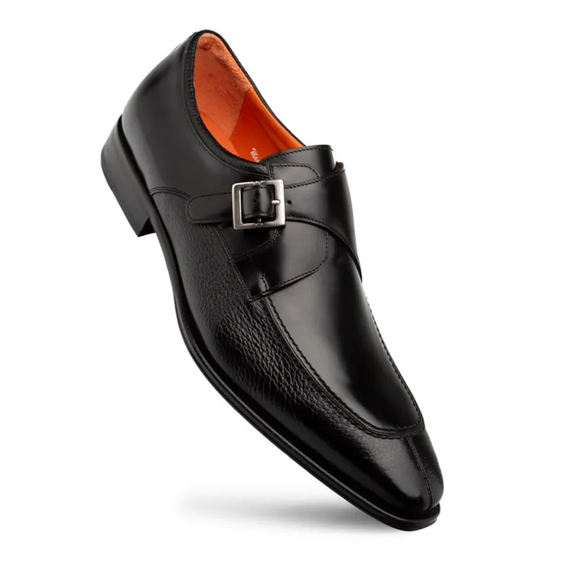 Pego Monk Strap Black Deerskin Shoes By Mezlan Made In Spain Brand sold by Alberto Nardoni