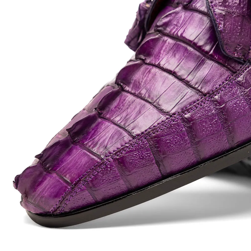 Marco Di Milano Cancun Purple Caiman Crocodile Derby – Genuine Exotic Leather Men’s Dress Shoe sold by Alberto Nardoni product image thumbnail 4