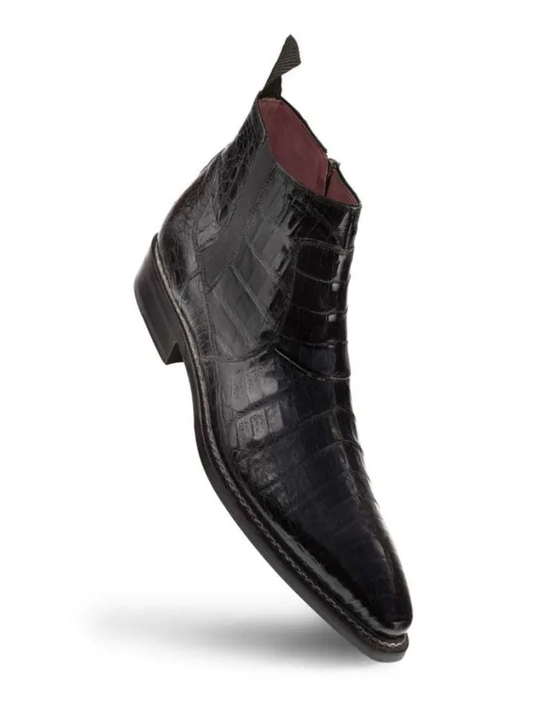 Mezlan Blackmore Men’s Black Plain Toe Boot – Genuine Crocodile Leather sold by Alberto Nardoni