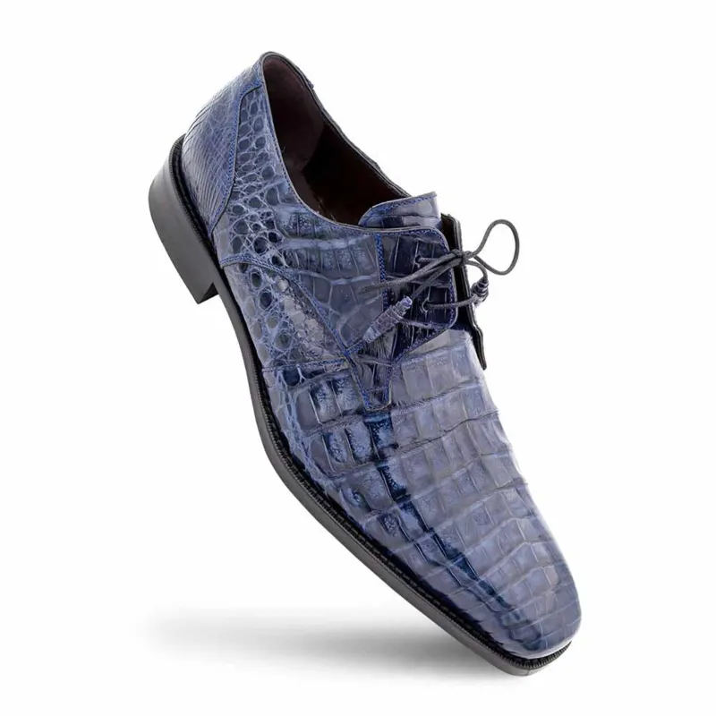 Mezlan Anderson Men’s Blue Lace-Up Dress Shoe – Genuine Crocodile Leather sold by Alberto Nardoni