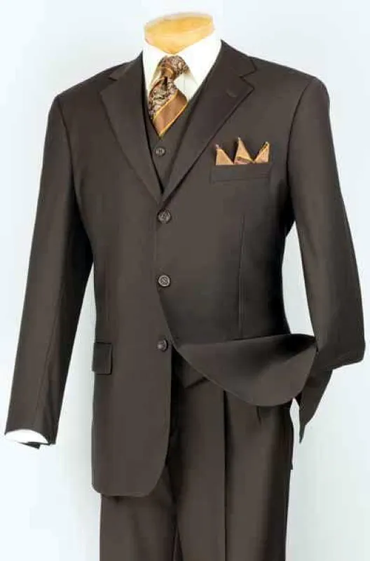 Men's Classic Three Piece ,3 buttons Suit Color Brown sold by Alberto Nardoni
