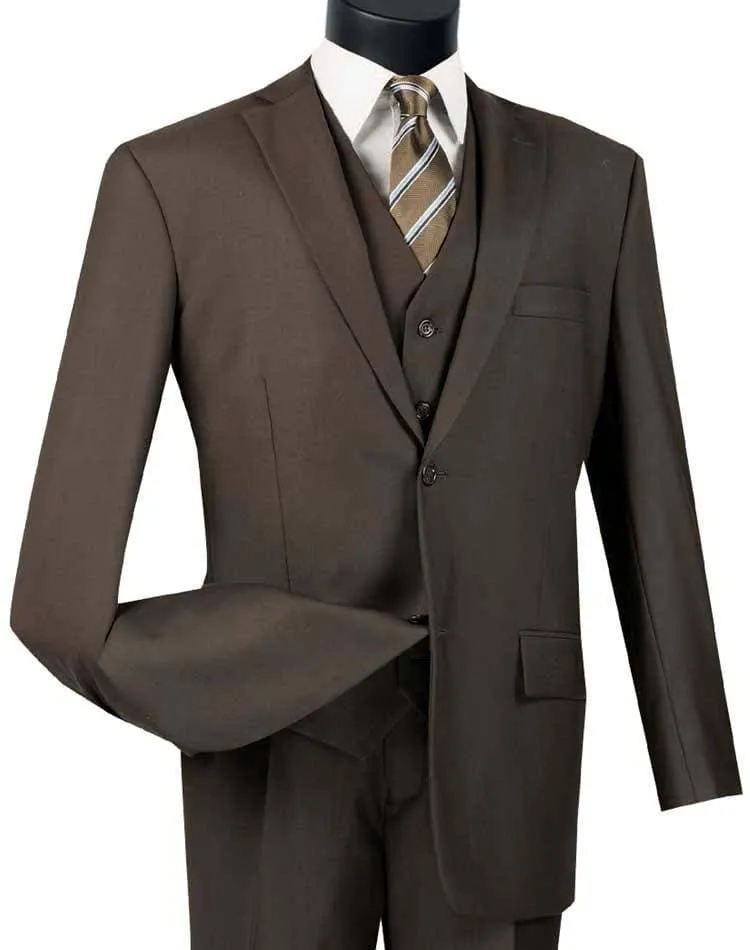 Three Piece Classic Fit Vested Suit Color Brown sold by Alberto Nardoni