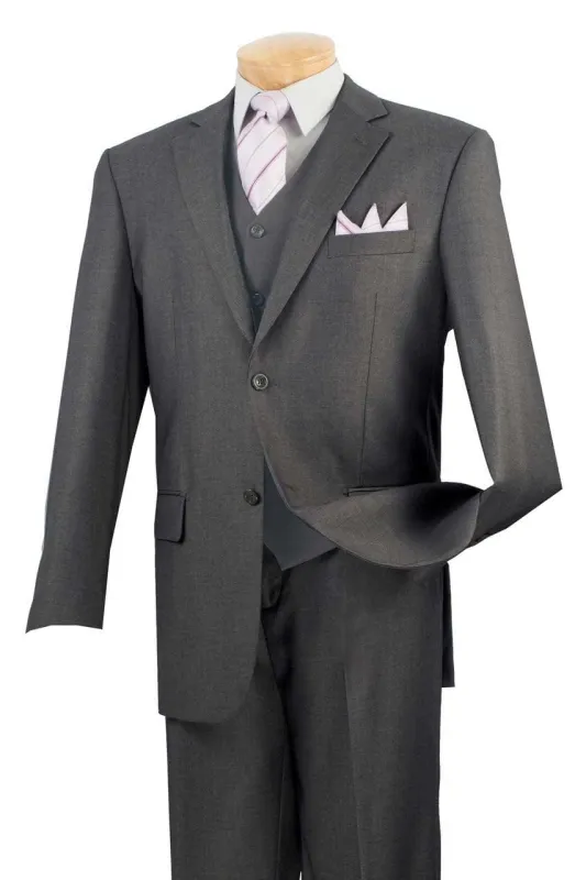 Three Piece Classic Fit Vested Suit Color Heather Gray sold by Alberto Nardoni