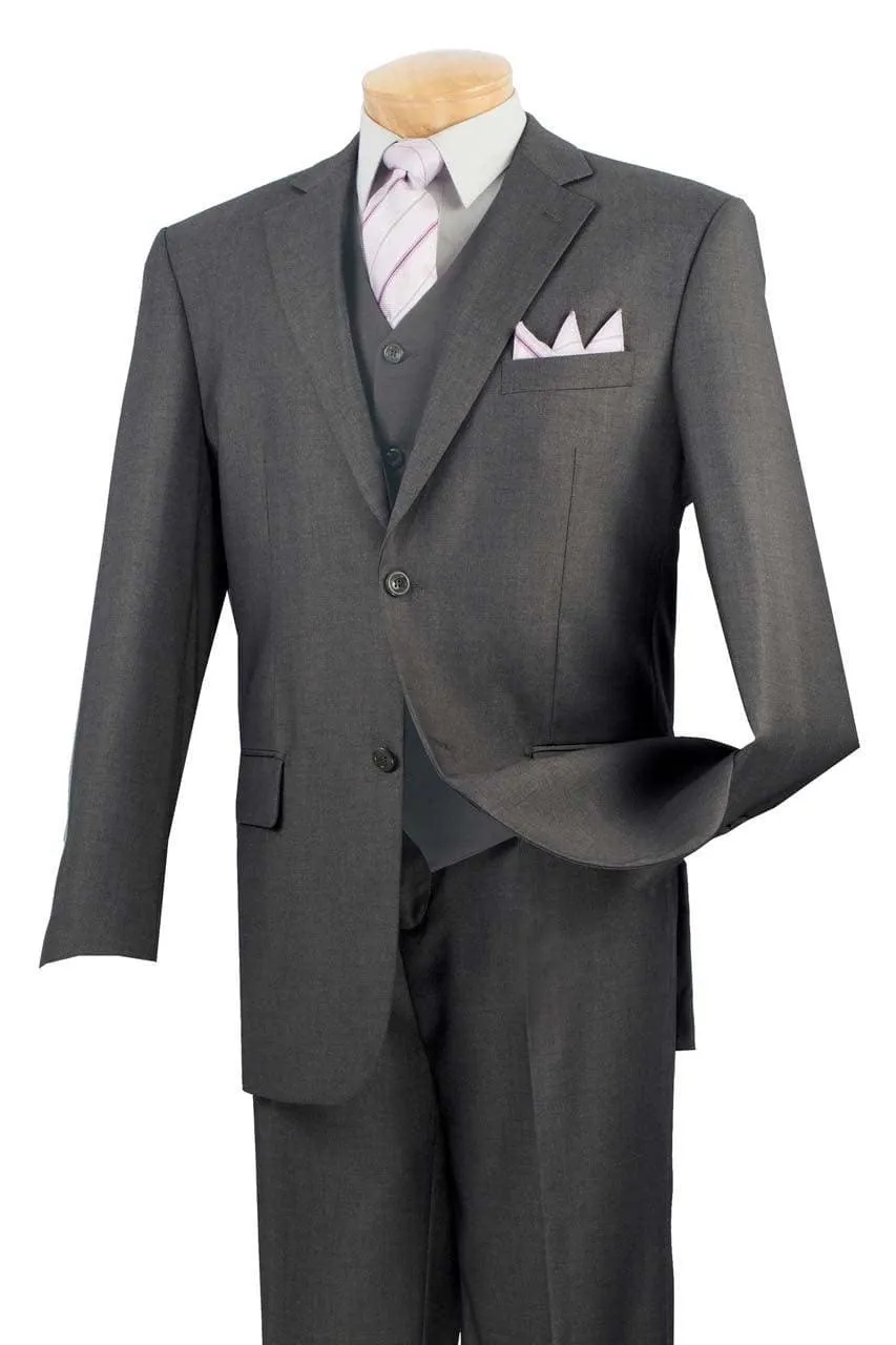 Three Piece Classic Fit Vested Suit Color Heather Gray sold by Alberto Nardoni