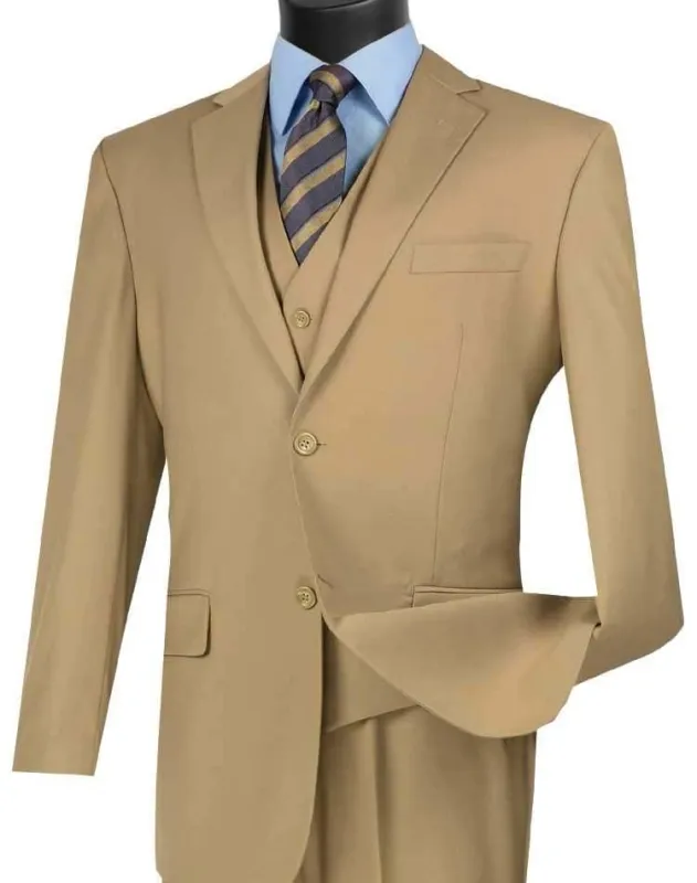 Three Piece Classic Fit Vested Suit Color Khaki sold by Alberto Nardoni