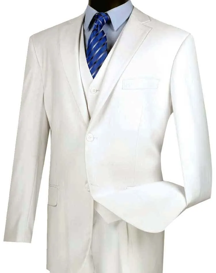 Three Piece Classic Fit Vested Suit, White sold by Alberto Nardoni