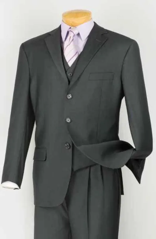 Men's Classic Three Piece ,3 buttons Suit Color Heather Gray sold by Alberto Nardoni