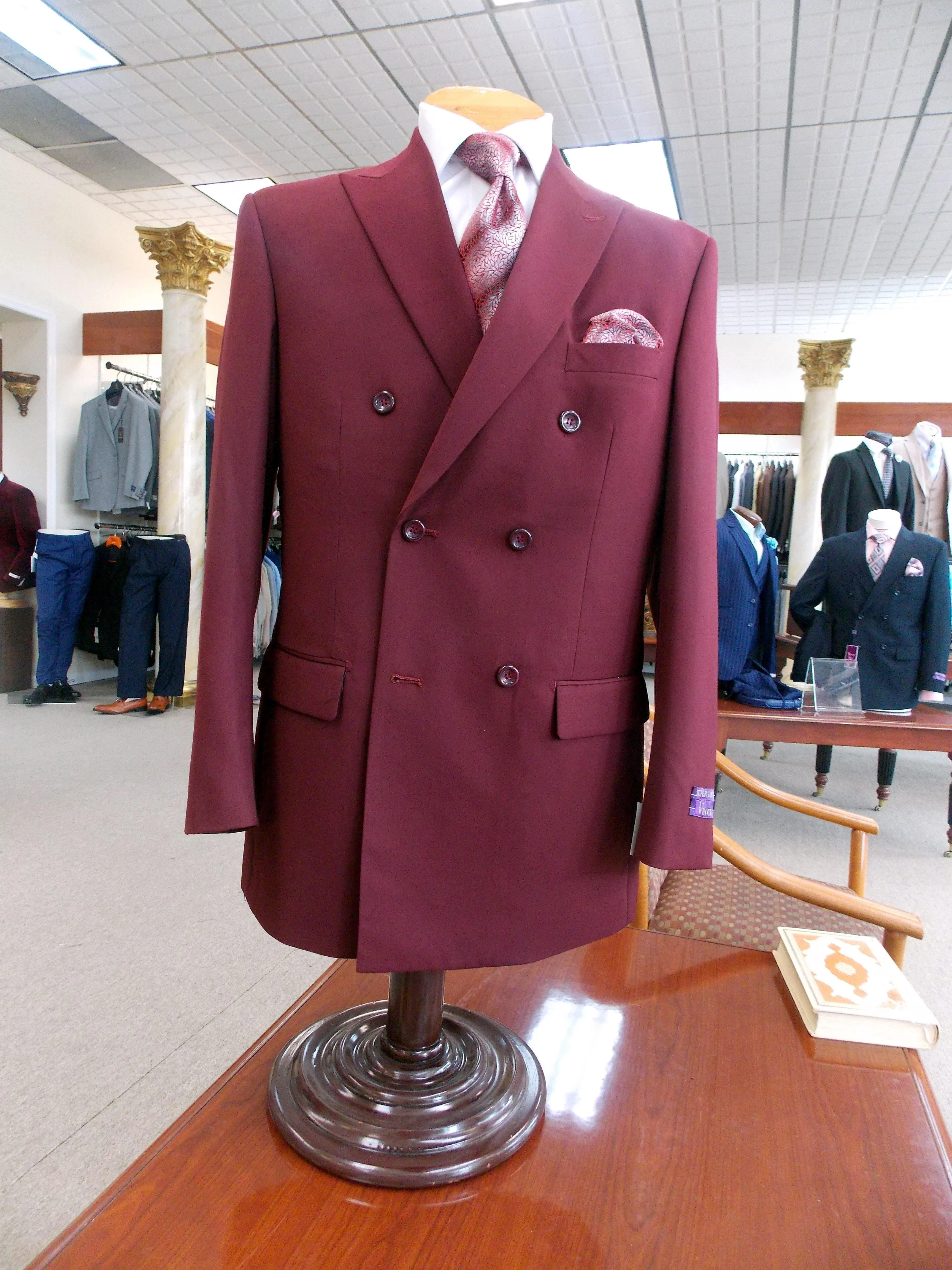 Burgundy Double Breasted Regular Fit Suit sold by Alberto Nardoni product image thumbnail 2