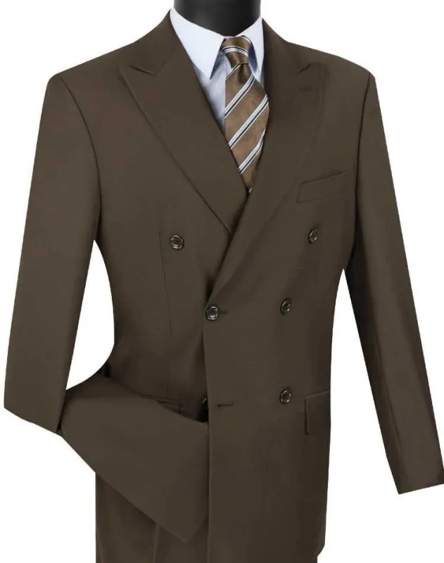 Brown Double Breasted Regular Fit Suit sold by Alberto Nardoni
