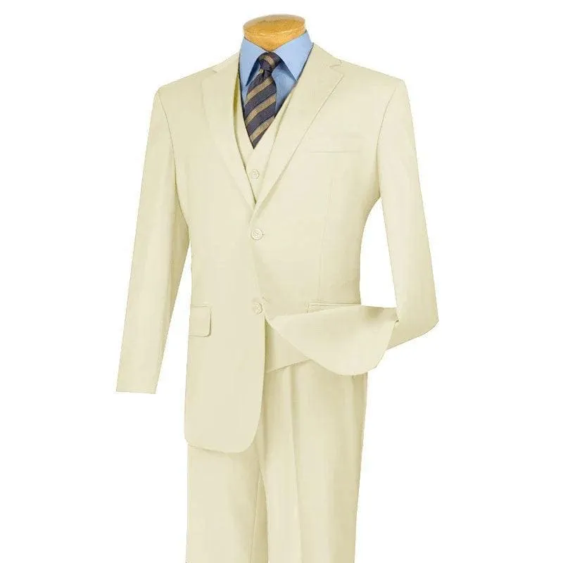 Ivory Three Piece Classic Fit Suit sold by Alberto Nardoni