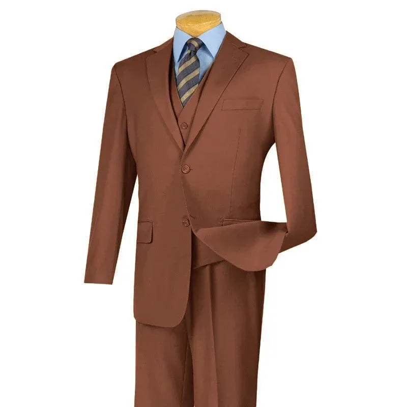Three Piece Classic Fit Vested Suit Color Cognac sold by Alberto Nardoni