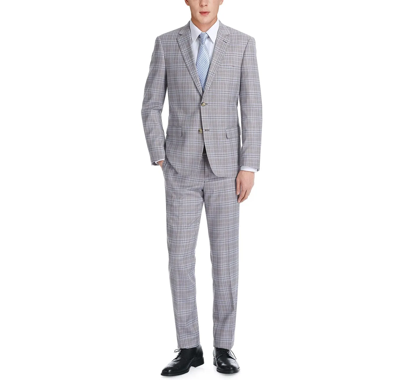 292-7 Men's Slim Fit 2-Piece Single Breasted Check Dress Suit sold by Alberto Nardoni product image thumbnail 3
