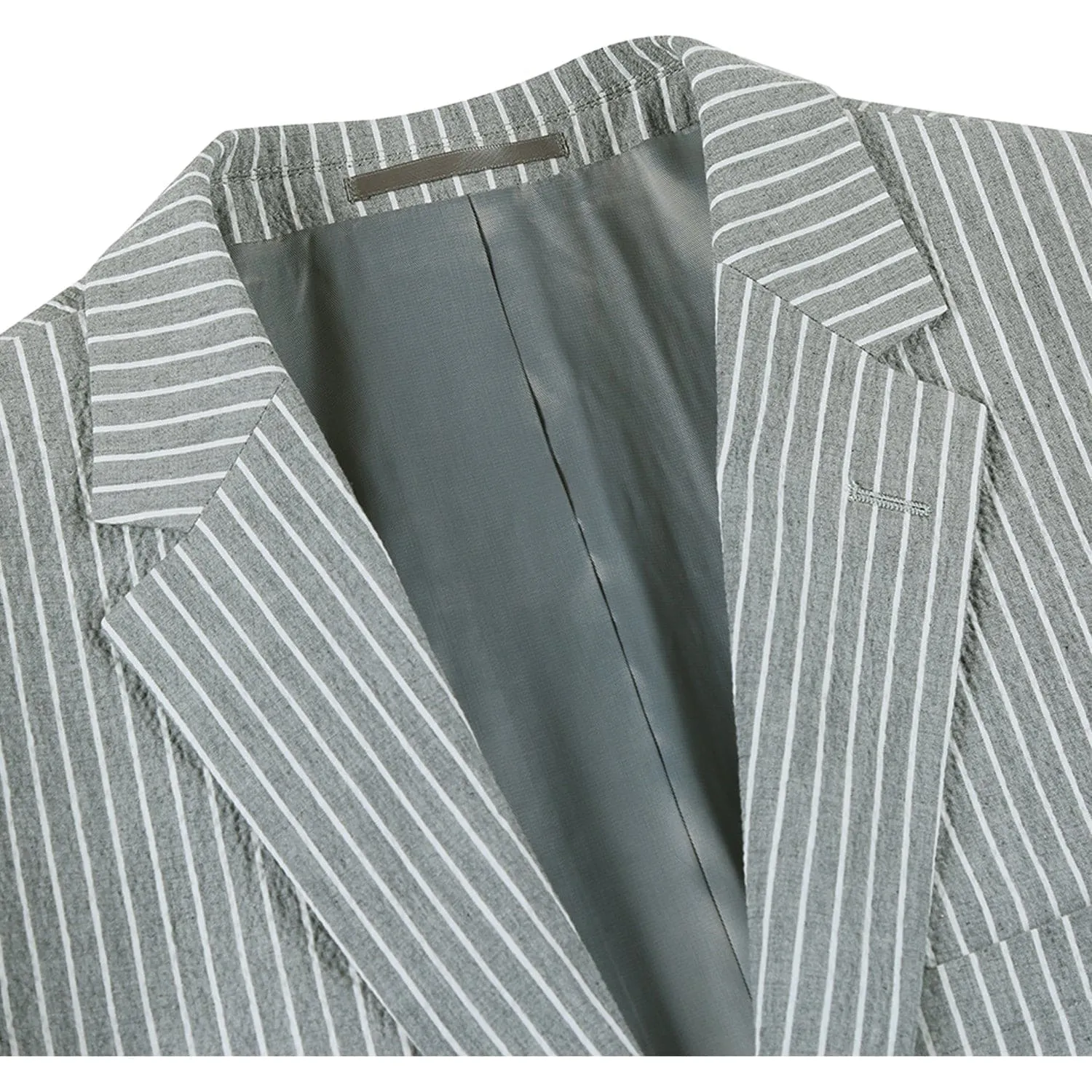 611-1 Men's Slim Fit Notch Lapels Gray Stripe Cotton Suits sold by Alberto Nardoni product image thumbnail 3