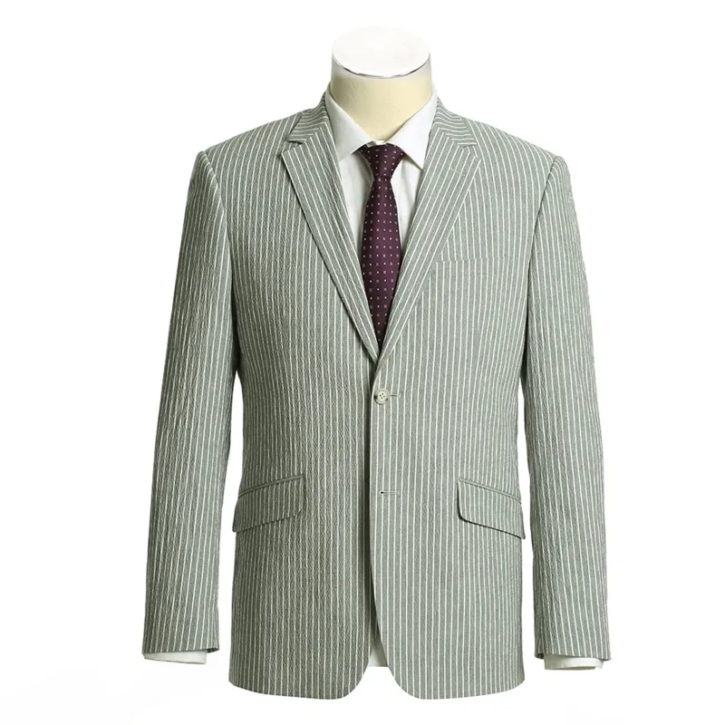 611-1 Men's Slim Fit Notch Lapels Gray Stripe Cotton Suits sold by Alberto Nardoni