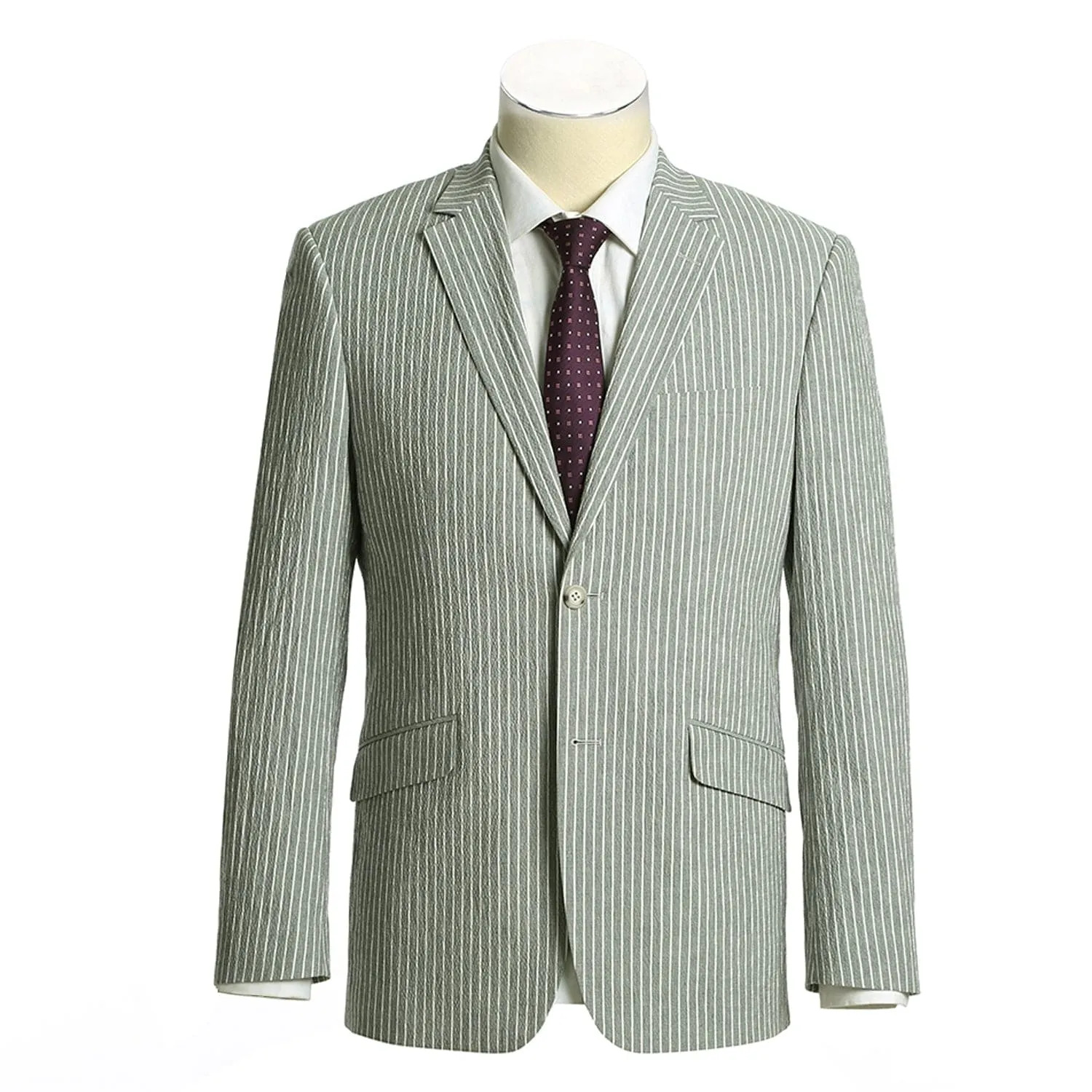 611-1 Men's Slim Fit Notch Lapels Gray Stripe Cotton Suits sold by Alberto Nardoni