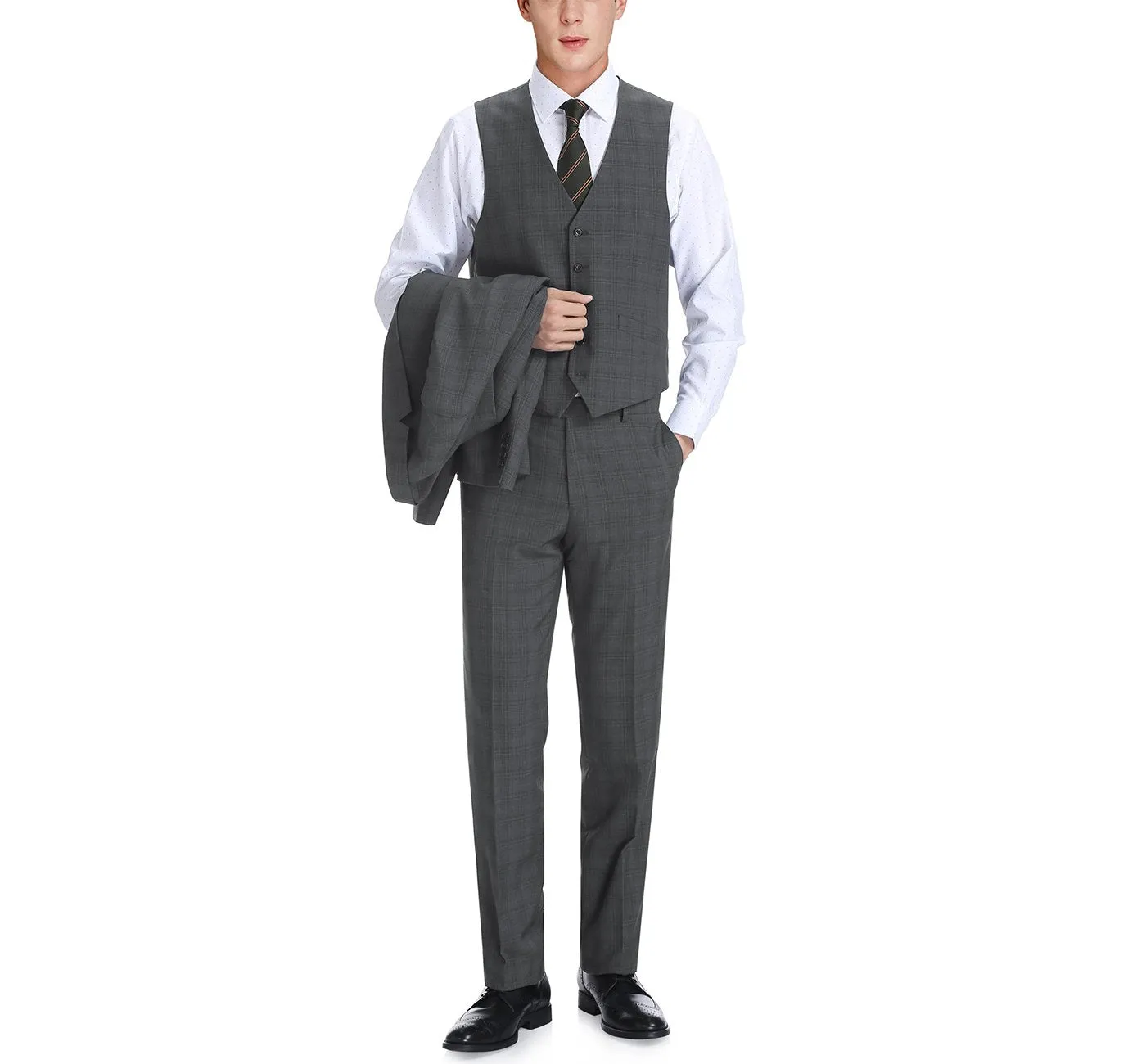 278-1 Men's 3-Piece Classic Fit Single Breasted Windowpane Suit sold by Alberto Nardoni product image thumbnail 3