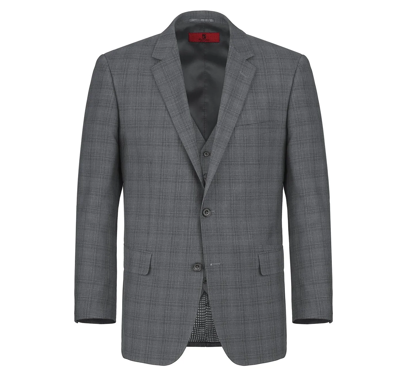 278-1 Men's 3-Piece Classic Fit Single Breasted Windowpane Suit sold by Alberto Nardoni product image thumbnail 4